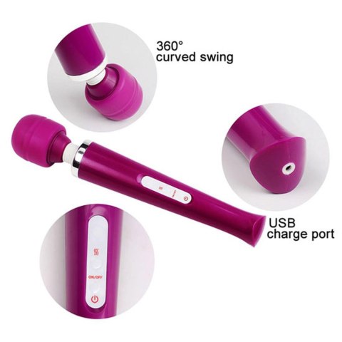 Magiczny Masażer Wibracyjny Typu Wand USB, Czarny, 10 Funkcji