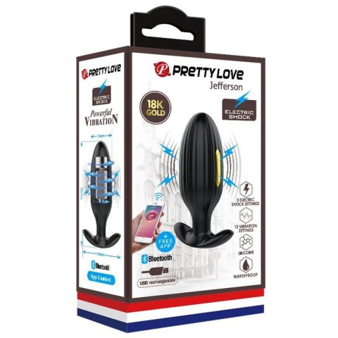 PRETTY LOVE Jefferson – Inteligentny Korek Analny z 12 Funkcjami, USB, Czarny