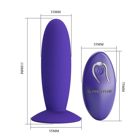 PRETTY LOVE - Wibrujący Plug Analny Sterowany Bezprzewodowym Pilotem – 12 Funkcji Wibracji i Przyssawka