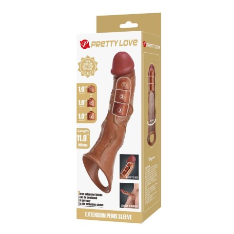 Elegancka nakładka powiększająca Pretty Love z modułową regulacją długości, brązowa - 28 cm