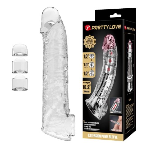 Pretty Love – Przezroczysta Nakładka Przedłużająca na Penisa z Modułową Regulacją Długości – 26 cm