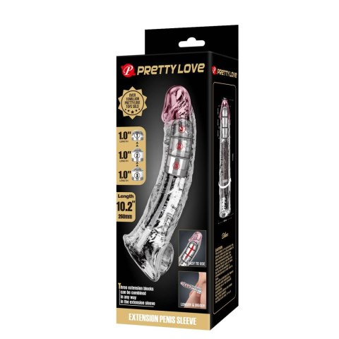 Pretty Love – Przezroczysta Nakładka Przedłużająca na Penisa z Modułową Regulacją Długości – 26 cm