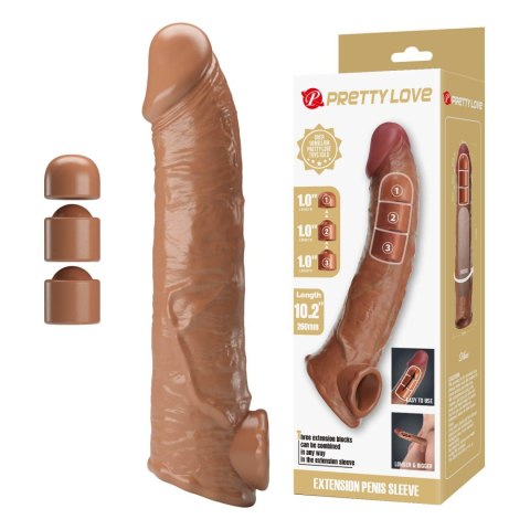 Pretty Love: Przedłużka Penisa z Modułową Regulacją Długości – Ciemnobrązowa, 26 cm