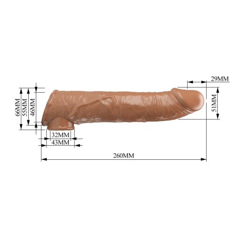 Pretty Love: Przedłużka Penisa z Modułową Regulacją Długości – Ciemnobrązowa, 26 cm