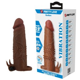 Pretty Love Quillon – Wibrująca Nakładka na Penisa 20 cm, Brązowa