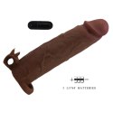 Pretty Love Xerxes – Wibrująca Nakładka Przedłużająca na Penisa 22 cm, Ciemny Brąz