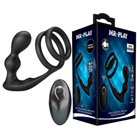MR PLAY - Wibrujący korek analny z pierścieniem erekcyjnym i pilotem – 12 funkcji rozkoszy
