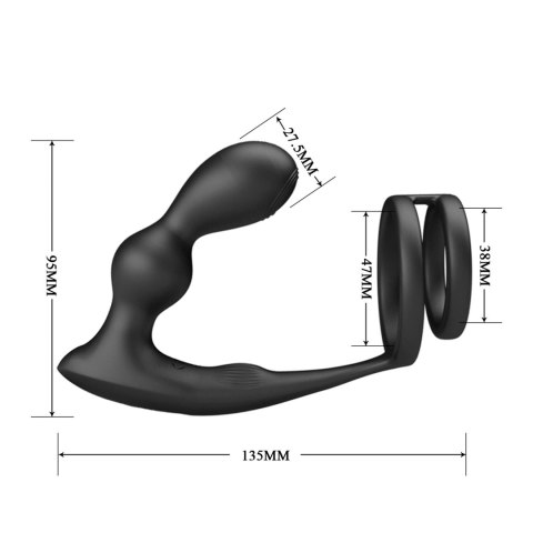 MR PLAY - Wibrujący korek analny z pierścieniem erekcyjnym i pilotem – 12 funkcji rozkoszy