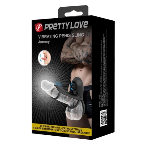 PRETTY LOVE - Wibrujący Pierścień na Penisa Jammy, 12 funkcji wibracji i 12 trybów lizania z pamięcią