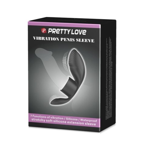 PRETTY LOVE - Wibrująca Nakładka na Penisa z 7 Funkcjami - Czarna