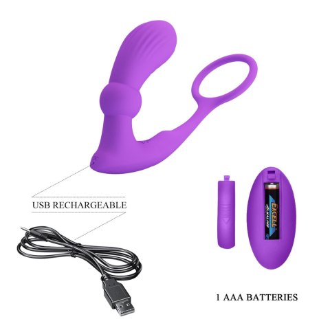 PRETTY LOVE Warren Purple – Pierścień Erekcyjny z Pilotem, 12 trybów Pulsacji i Wibracji