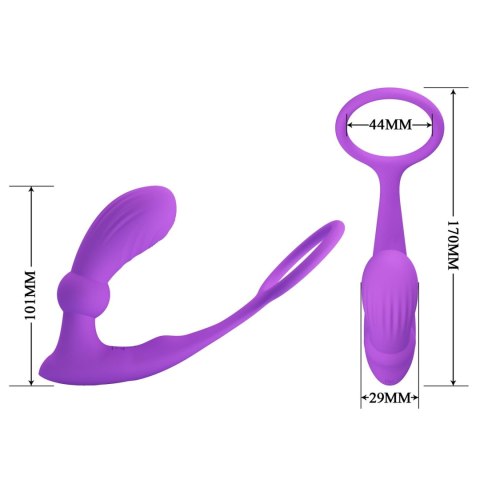 PRETTY LOVE Warren Purple – Pierścień Erekcyjny z Pilotem, 12 trybów Pulsacji i Wibracji
