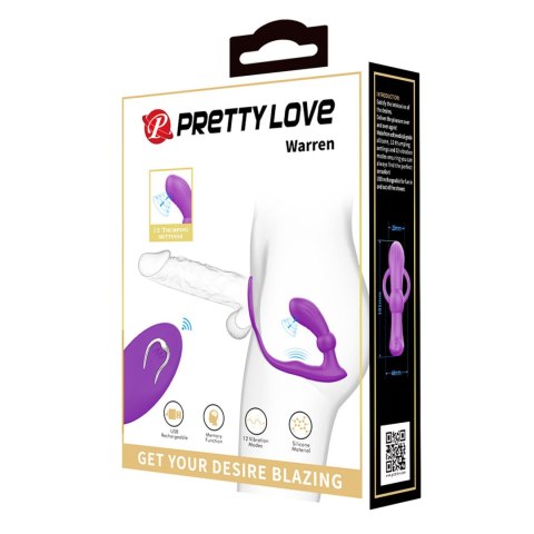 PRETTY LOVE Warren Purple – Pierścień Erekcyjny z Pilotem, 12 trybów Pulsacji i Wibracji