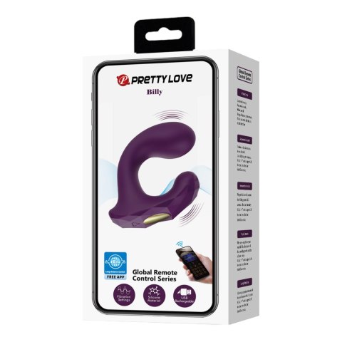 PRETTY LOVE Billy Purple – Wibrator z 12 trybami wibracji i zdalnym sterowaniem przez aplikację mobilną