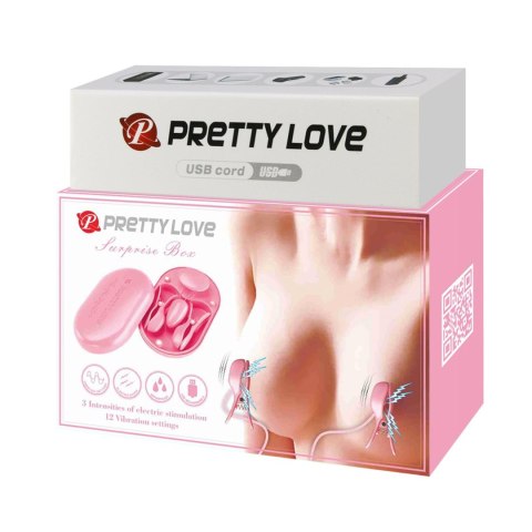 PRETTY LOVE - Różane Pudełko Niespodzianek: 12 Wibracji i 3 Tryby Elektrostymulacji