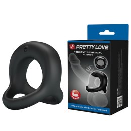 PRETTY LOVE - Pierścień wibracyjny na penisa ELLIOTT, czarny, 10 trybów wibracji