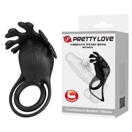 PRETTY LOVE - Wibrujący pierścień erekcyjny RUBEN Czarny, 7 trybów wibracji