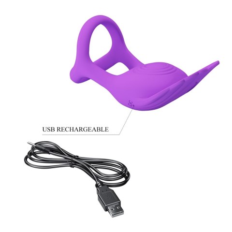 PRETTY LOVE - Pierścień wibrujący na penisa SILAS w czerni, 7 funkcji wibracji