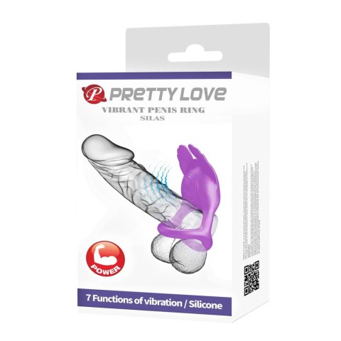 PRETTY LOVE - Pierścień wibrujący na penisa SILAS w czerni, 7 funkcji wibracji