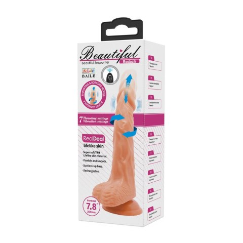 BAILE - Bodach 7,8'' – Realistyczny wibrator z funkcją pchnięć, 7 trybów wibracji i obrotów, bezprzewodowym pilotem i przyssawką