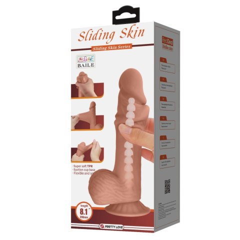 BAILE - Realistyczne Dildo z Giętką Przyssawką 'Sliding Skin', 20.5 cm, TPR