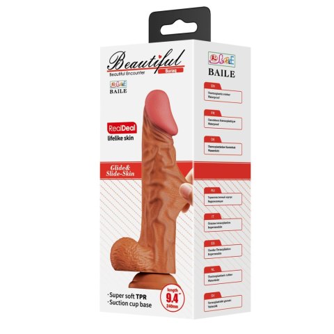 BURAQ, Realistyczne Dildo, Wyjątkowo Miękki TPR, Wodoodporny, 24 cm