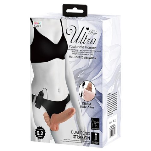 BAILE - Namiętny Zestaw Strap-On z Wibrującym Podwójnym Dildo 6,2 cala
