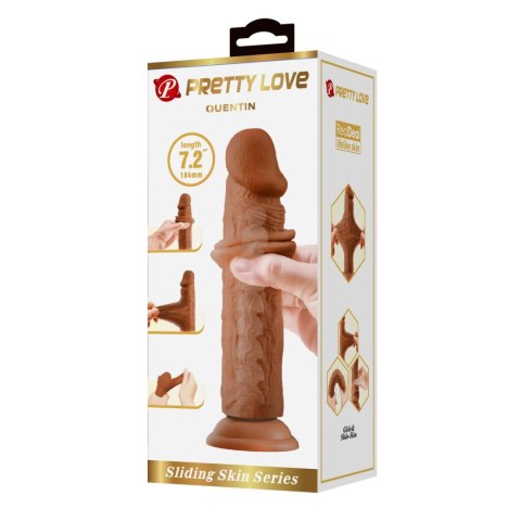 PRETTY LOVE QUENTIN 184mm - Realistyczne Dildo z Przesuwną Skórą i Przyssawką