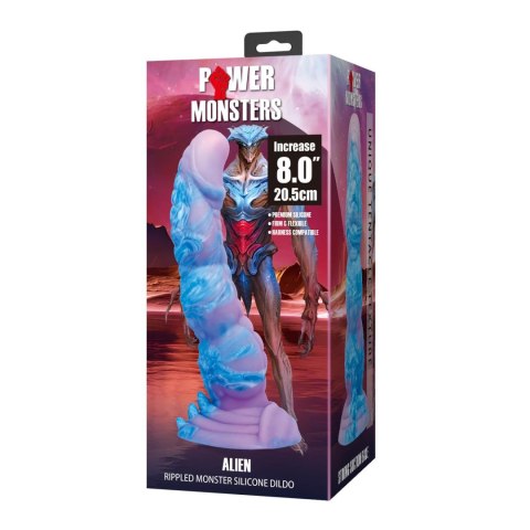 Power Monsters Alien – Olbrzymie Silikonowe Dildo z Pofalowaną Teksturą, 20,5 cm