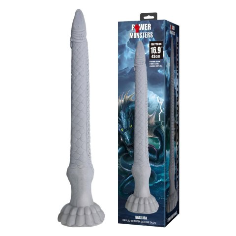 Power Monsters Basilisk – Silikonowe Dildo Potwór z Falowaną Teksturą, 43 cm