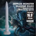 Power Monsters Basilisk – Silikonowe Dildo Potwór z Falowaną Teksturą, 43 cm
