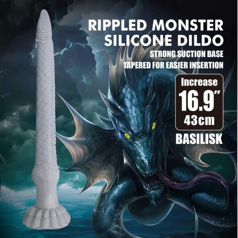 Power Monsters Basilisk – Silikonowe Dildo Potwór z Falowaną Teksturą, 43 cm