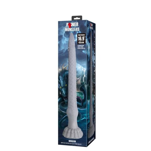 Power Monsters Basilisk – Silikonowe Dildo Potwór z Falowaną Teksturą, 43 cm
