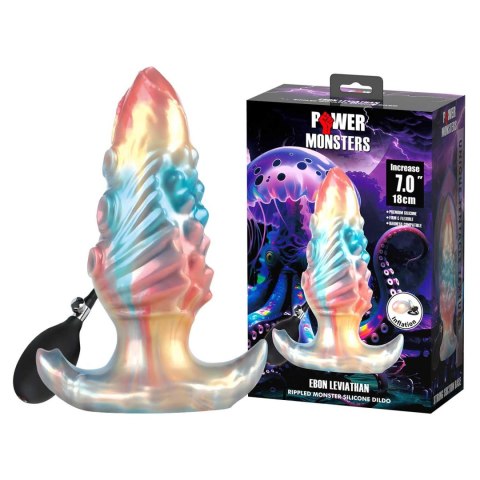 Power Monsters Ebon Leviathan – Żebrowany Dildo Analny z Silikonu, 18 cm