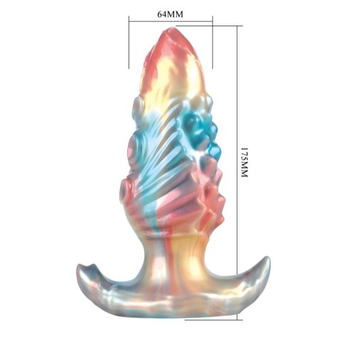 Power Monsters Ebon Leviathan – Żebrowany Dildo Analny z Silikonu, 18 cm