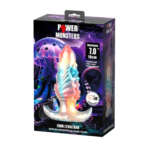 Power Monsters Ebon Leviathan – Żebrowany Dildo Analny z Silikonu, 18 cm