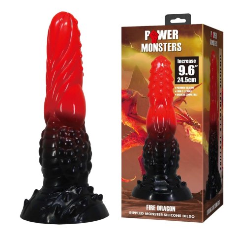 Potężny Ognisty Smok Power Monsters – Falowane Dildo Silikonowe 24,5 cm