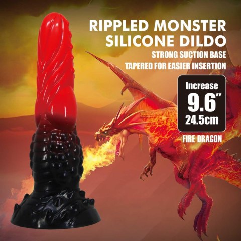 Potężny Ognisty Smok Power Monsters – Falowane Dildo Silikonowe 24,5 cm