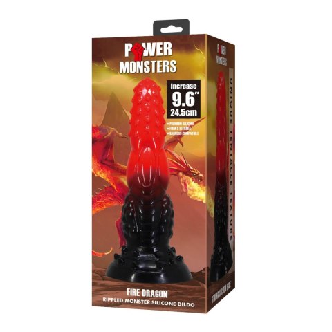Potężny Ognisty Smok Power Monsters – Falowane Dildo Silikonowe 24,5 cm