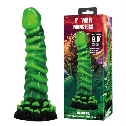 Power Monsters Manticore - Potworne Dildo Silikonowe o Falistej Strukturze, 23 cm