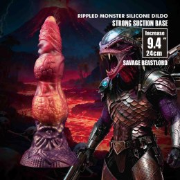 Power Monsters Savage Beastlord – Potężne Dildo Silikonowe z Falowaną Teksturą, 24 cm