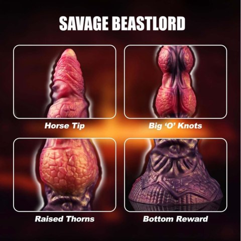 Power Monsters Savage Beastlord – Potężne Dildo Silikonowe z Falowaną Teksturą, 24 cm