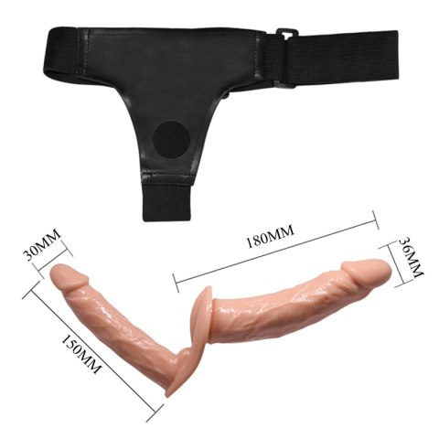 BAILE - Podwójne dildo strap-on, 7.1''+5.9''
