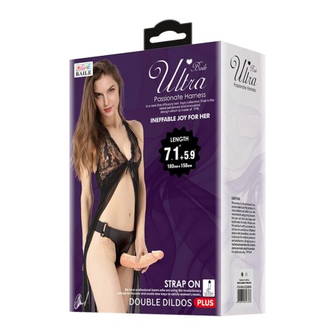 BAILE - Podwójne dildo strap-on, 7.1''+5.9''