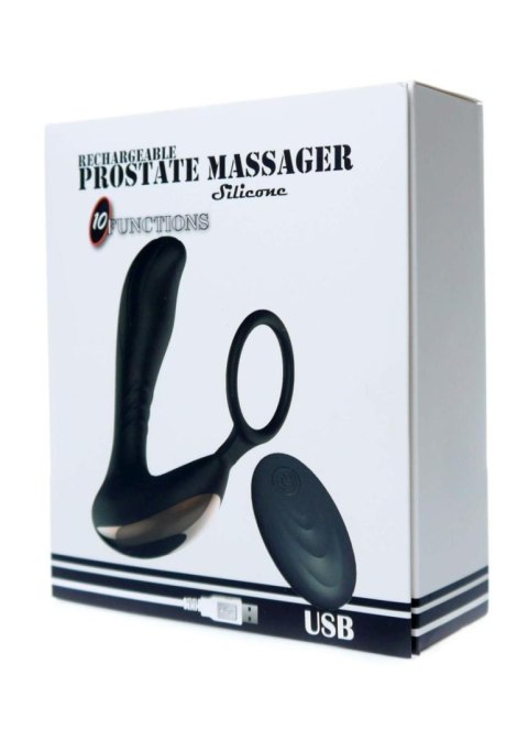 Erotyczny Masażer Prostaty z Pierścieniem i Zdalnym Sterowaniem - 10 Funkcji USB