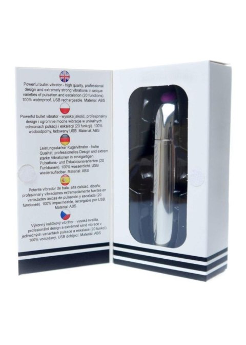 Stymulator-Pocisk USB z 20 Intensywnymi Trybami Wibracji – Srebrny