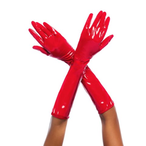 Cruella - Winylwe Rękawiczki High Gloss - S/M - Czerwień Pełna Blasku
