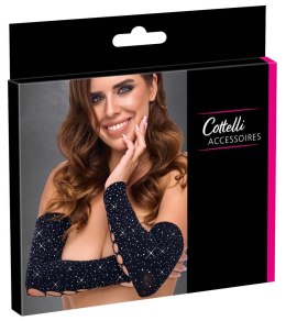 Eleganckie rękawiczki Gauntlet z błyszczącymi kryształkami S-L