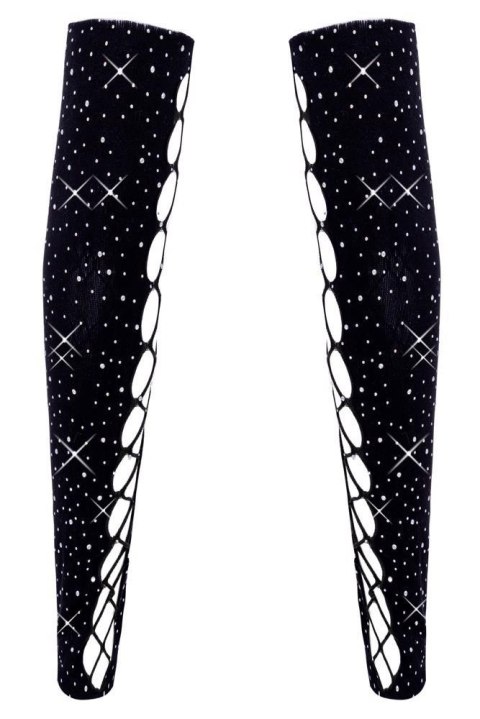 Eleganckie rękawiczki Gauntlet z błyszczącymi kryształkami S-L