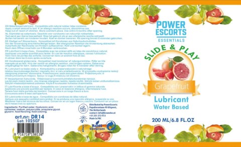 Power Escorts - DR14 - Grape Fruit Water-Based Lubricant 200ml - Slide & Play Personal Lube POWER ESCORTS